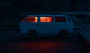 Preview wallpaper van, car, white, night, nature