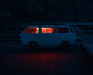 Preview wallpaper van, car, white, night, nature