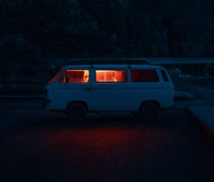 Preview wallpaper van, car, white, night, nature