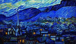 Preview wallpaper van gogh, starry night, night, paint, painting