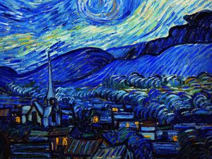 Preview wallpaper van gogh, starry night, night, paint, painting