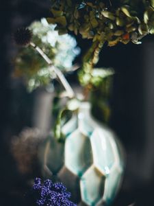 Preview wallpaper vase, flowers, dried flowers, blur