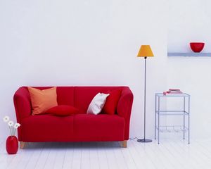 Preview wallpaper vase, sofa, lamp, pillows, flowers