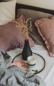 Preview wallpaper vase, spikelets, candle, decor, interior