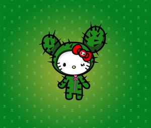 Preview wallpaper vector, cat, kitty, cactus, green