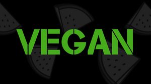 Preview wallpaper vegan, vegetarian, inscription, pattern, green, black