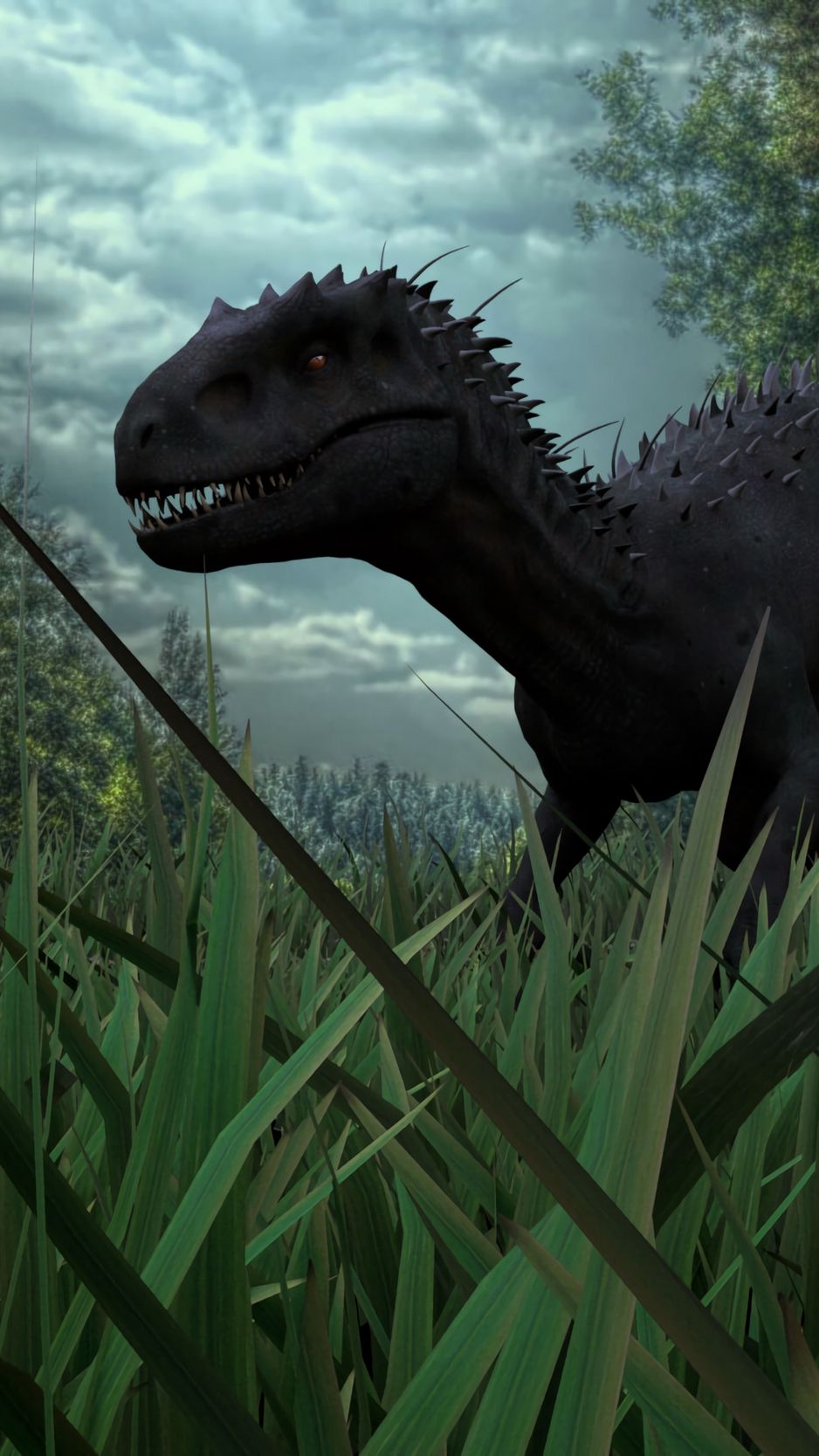 Download wallpaper 938x1668 velociraptor, dinosaur, grass, art iphone 8 ...