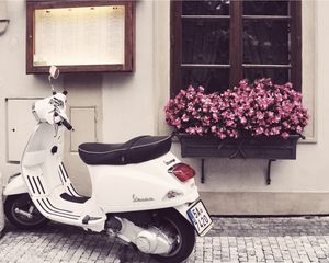 Preview wallpaper vespa, scooter, moped, flowers