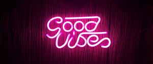 Preview wallpaper vibe, positive, words, neon, light, pink