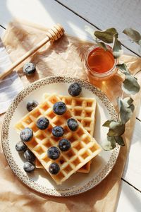 Preview wallpaper viennese waffles, blueberries, berries, honey