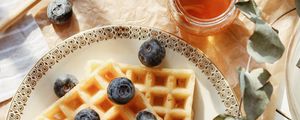 Preview wallpaper viennese waffles, blueberries, berries, honey