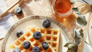 Preview wallpaper viennese waffles, blueberries, berries, honey