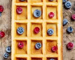 Preview wallpaper viennese waffles, waffles, berries, fruits