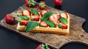 Preview wallpaper viennese waffles, waffles, strawberries, berries, fruits