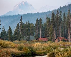 Preview wallpaper village, houses, forest, landscape, nature