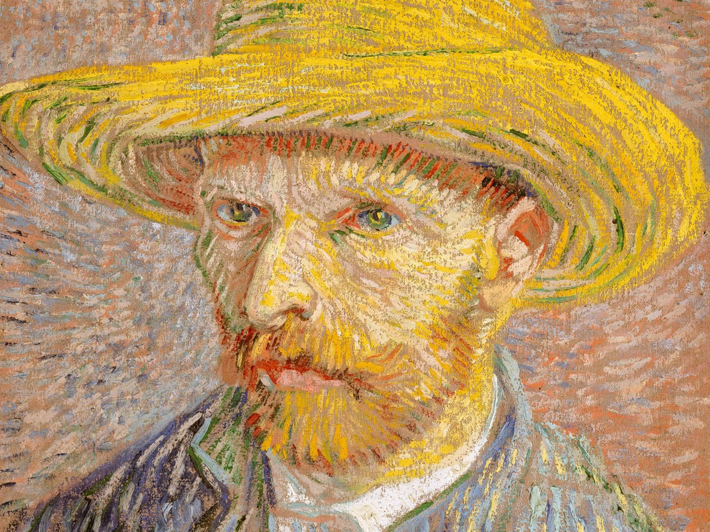 1400x1050 Wallpaper vincent van gogh, self-portrait with a straw hat, portrait, artist