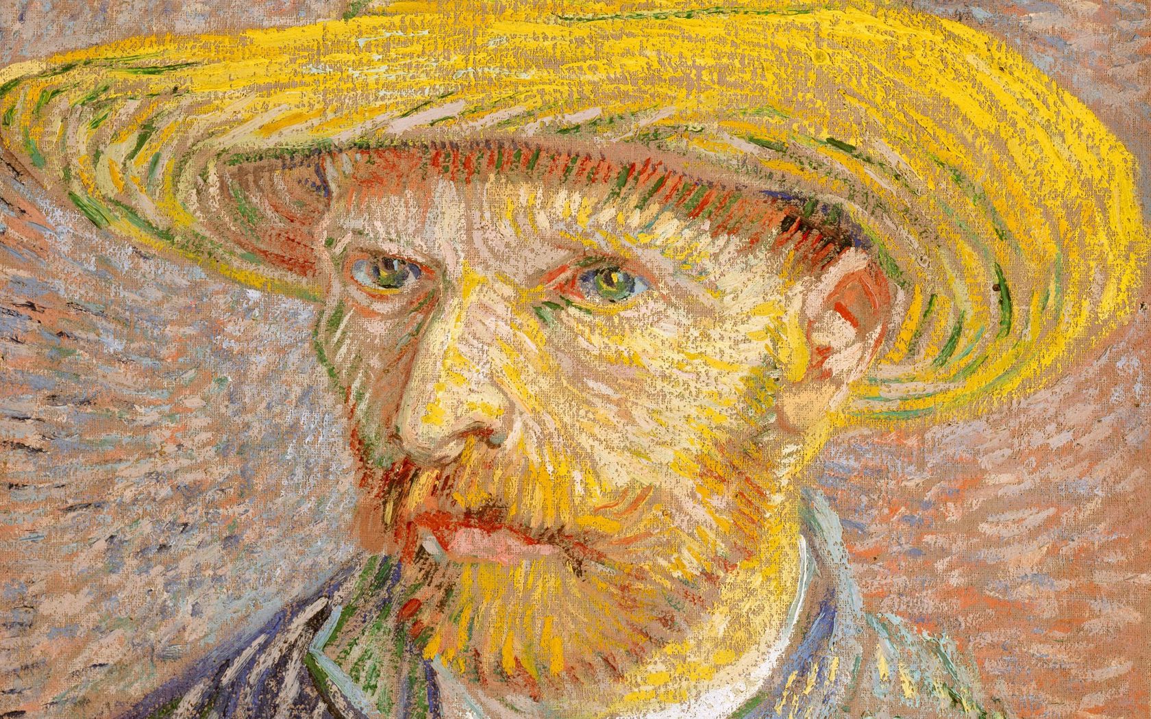 1680x1050 Wallpaper vincent van gogh, self-portrait with a straw hat, portrait, artist