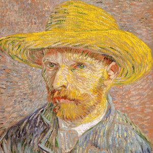 Preview wallpaper vincent van gogh, self-portrait with a straw hat, portrait, artist
