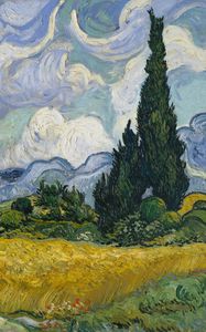 Preview wallpaper vincent van gogh, wheat field with cypresses, wheat fields, oil, canvas