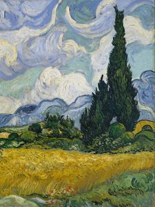 Preview wallpaper vincent van gogh, wheat field with cypresses, wheat fields, oil, canvas