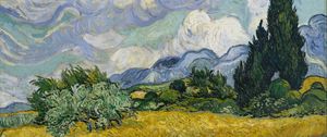 Preview wallpaper vincent van gogh, wheat field with cypresses, wheat fields, oil, canvas