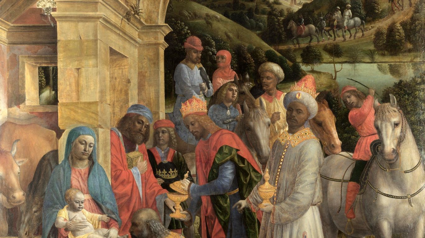 Download wallpaper 1366x768 vincenzo foppa the adoration of the kings ...