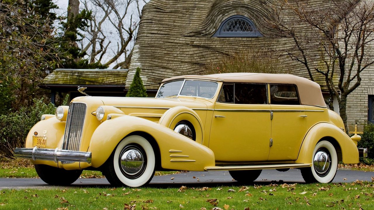 Wallpaper vintage car, yellow, beautiful, nature