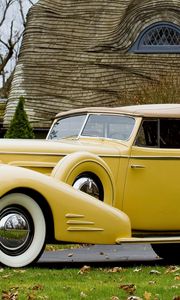 Preview wallpaper vintage car, yellow, beautiful, nature