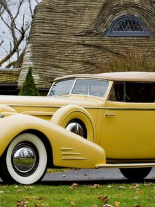 Preview wallpaper vintage car, yellow, beautiful, nature