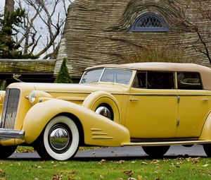 Preview wallpaper vintage car, yellow, beautiful, nature