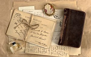 Preview wallpaper vintage, notebook, locket, perfume, writing, retro