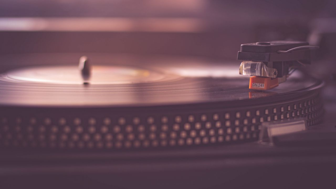 Wallpaper vinyl record player, plate, cartridge, needle