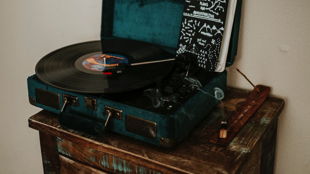 Wallpaper vinyl record player, record, music, retro