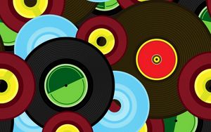 Preview wallpaper vinyl records, colorful, vinyl, texture, pattern
