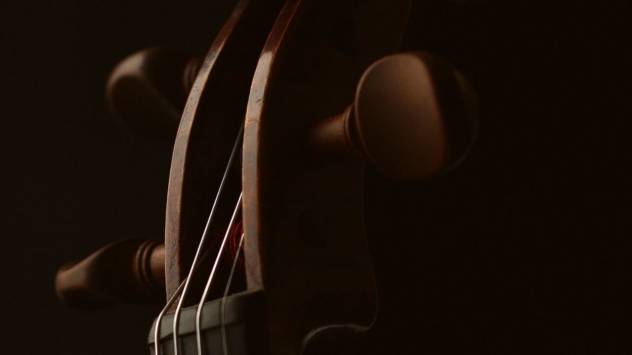 Wallpaper violin, musical instrument, music, dark, macro