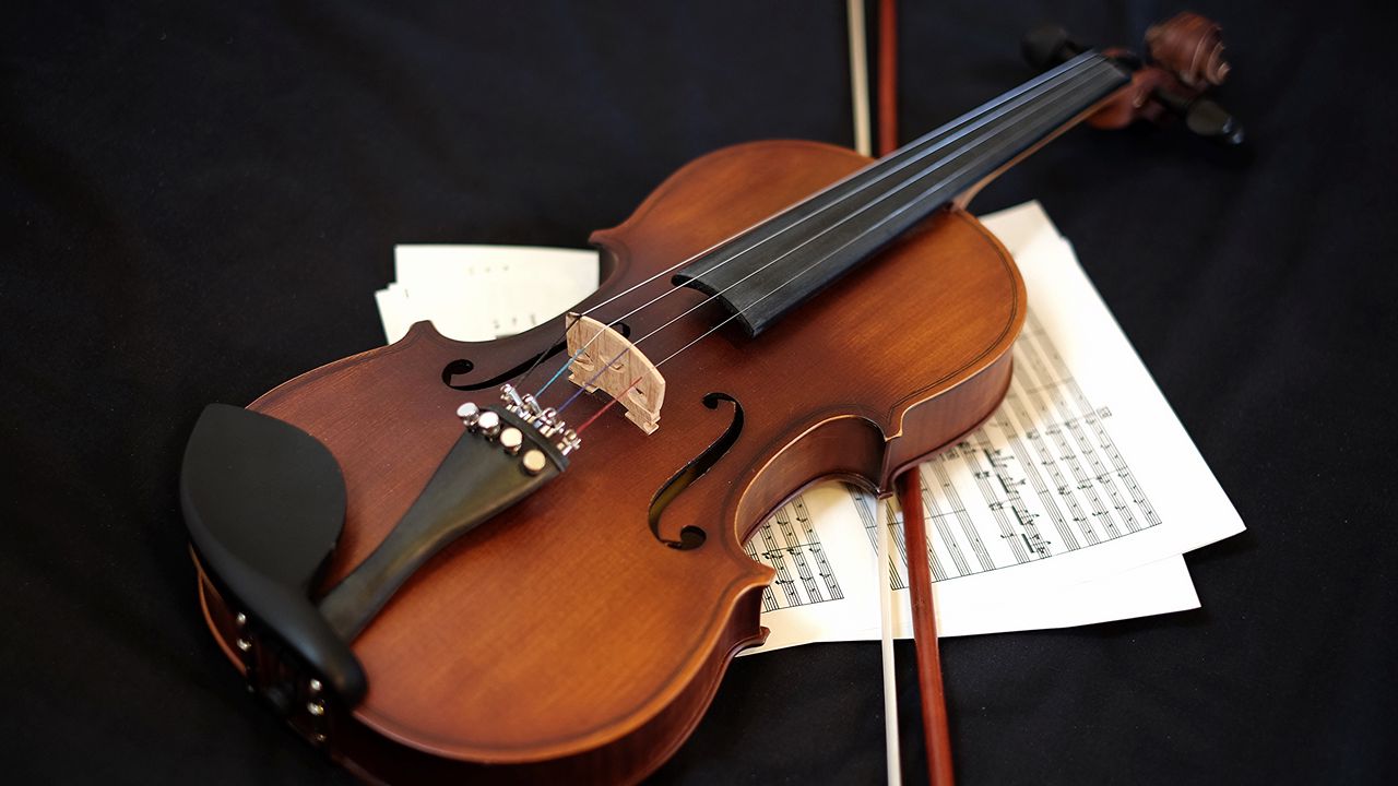 Wallpaper violin, musical instrument, sheet music, music