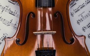 Preview wallpaper violin, sheet music, musical instrument, music