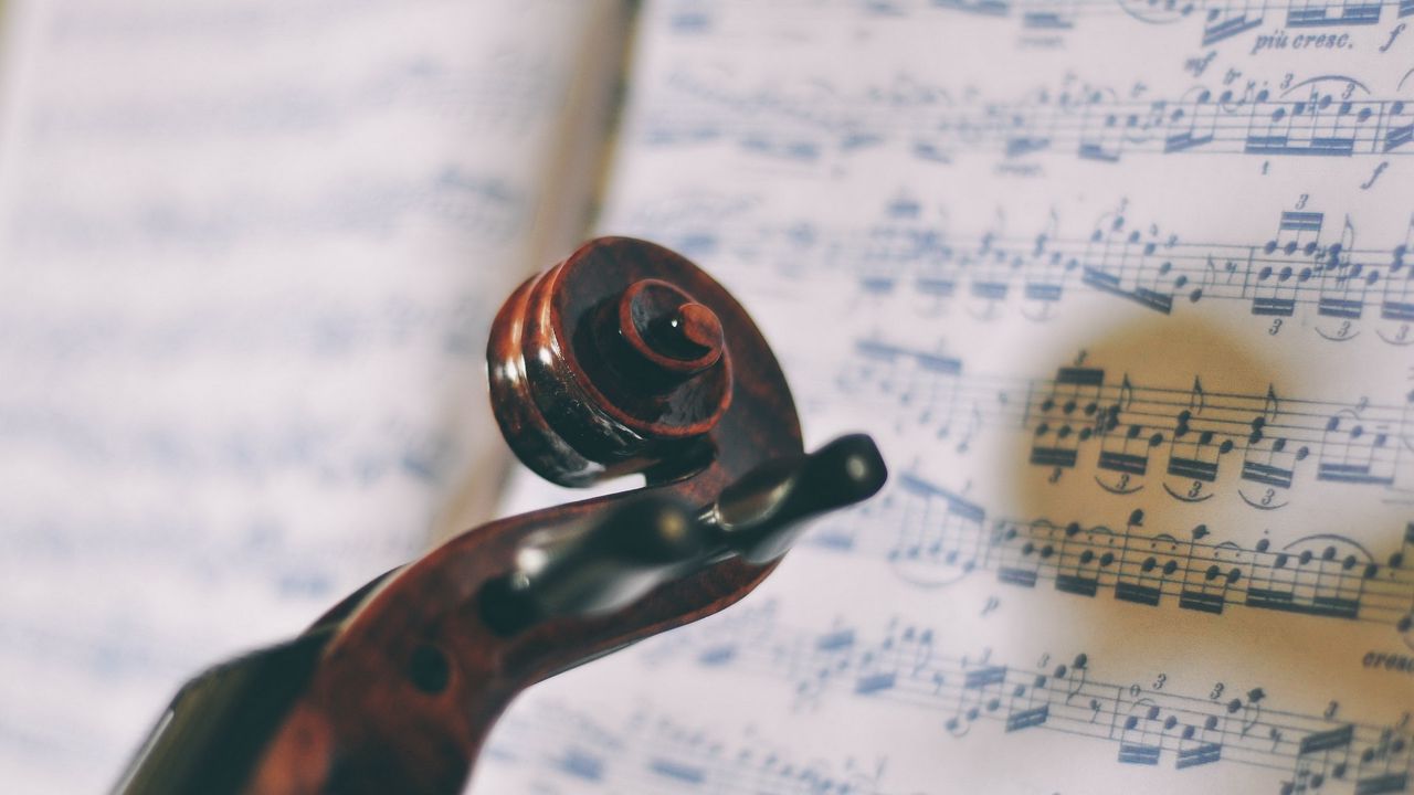 Wallpaper violin, sheet music, sheet, close-up