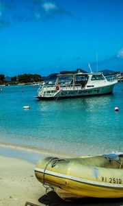 Preview wallpaper virgin islands, beach, boat, sand