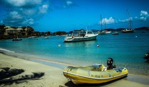 Preview wallpaper virgin islands, beach, boat, sand