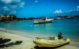 Preview wallpaper virgin islands, beach, boat, sand