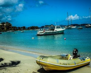 Preview wallpaper virgin islands, beach, boat, sand