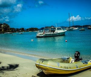 Preview wallpaper virgin islands, beach, boat, sand