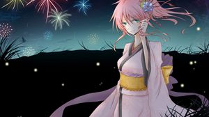 Preview wallpaper vocaloid, megurine luka, anime, girl, kimono