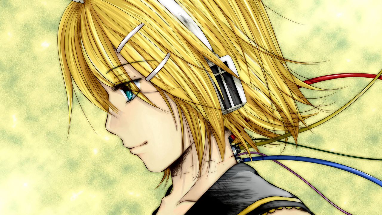 Wallpaper vocaloid, music, anime, blonde, wire