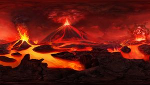 Preview wallpaper volcano, art, lava, flash