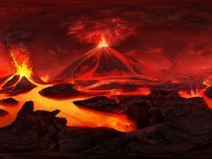 Preview wallpaper volcano, art, lava, flash