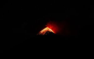 Preview wallpaper volcano, crater, eruption, night, dark