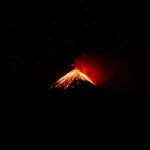 Preview wallpaper volcano, crater, eruption, night, dark