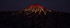 Preview wallpaper volcano, crater, lava, hot, dark